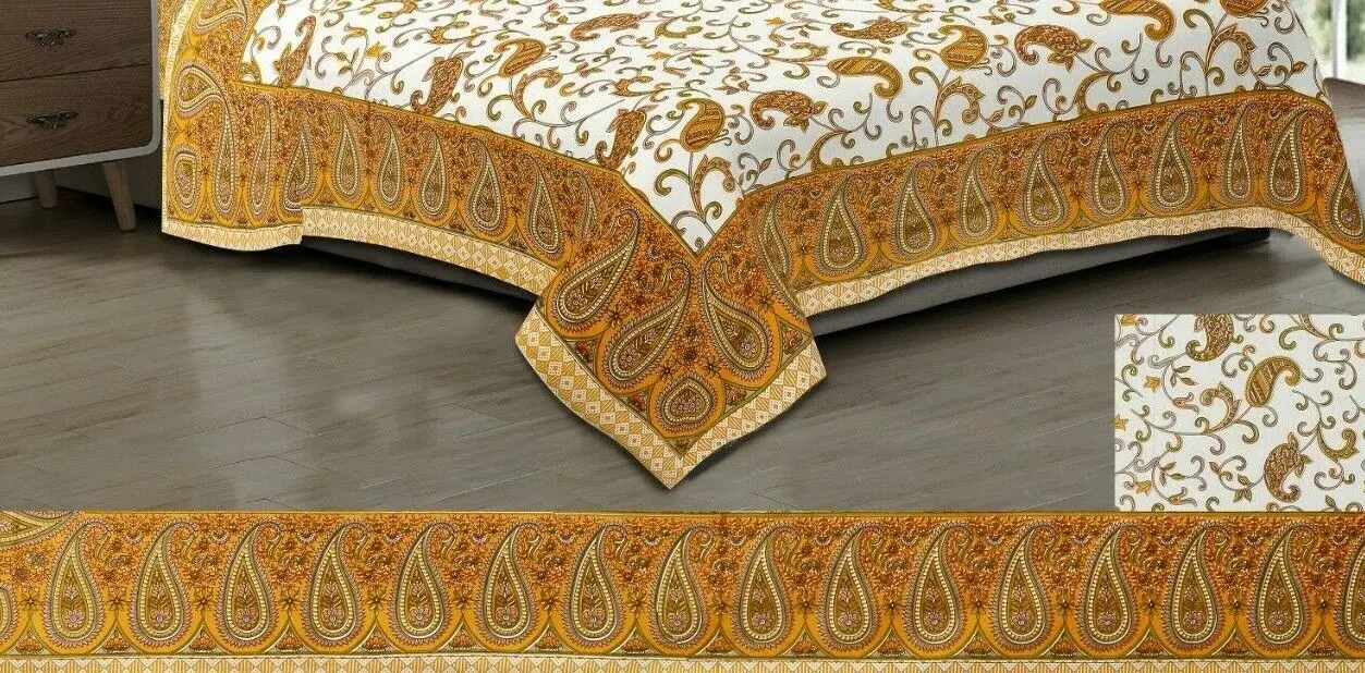 New Double Bedsheet with 2 Pillow Covers Floral Cotton Printed Jaipuri High Classical Finishing handmade Bed Sheet