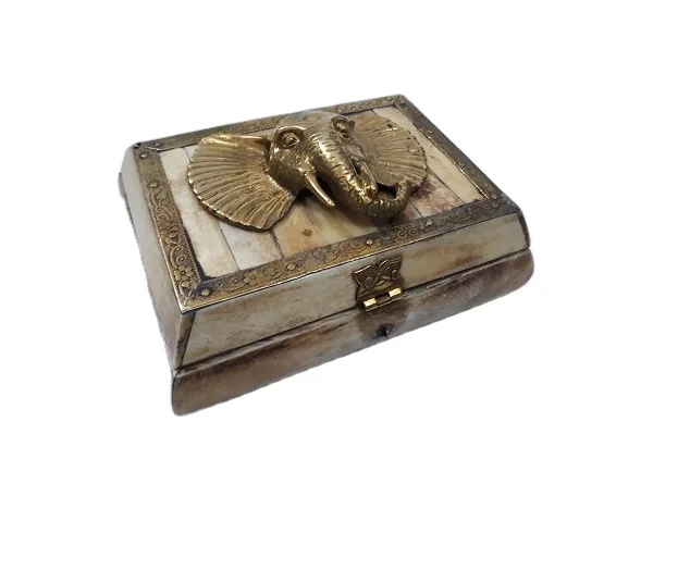 Handmade Brass and Bone Trinket Chest Carved Jewelry Storage Box for Women & Girls Unique Organizer for Jewels