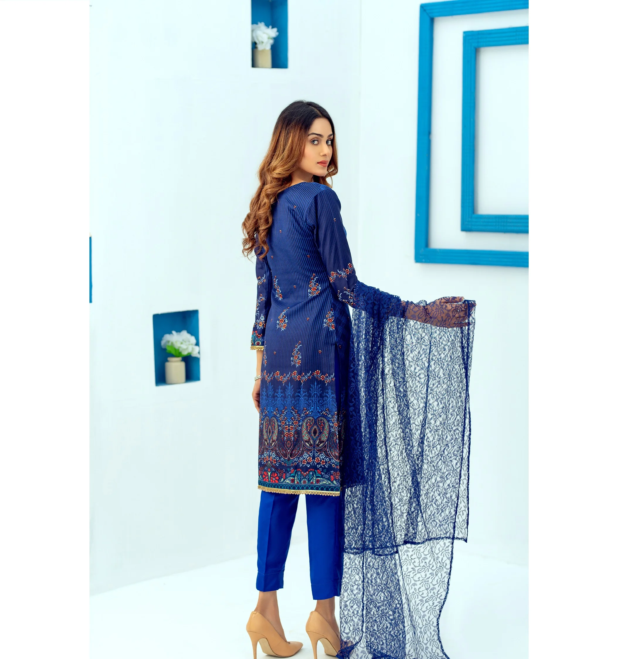 Pakistani Unstitched stylish formal suit for women High Quality Ladies lawn embroidered 3 piece Shirt Dupatta Trouser
