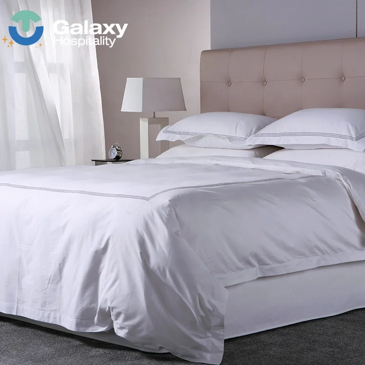 Hot Sale Resort Hotel 250TC 60S Satin Bad Sheet Cotton Bedding Set 4 Piece