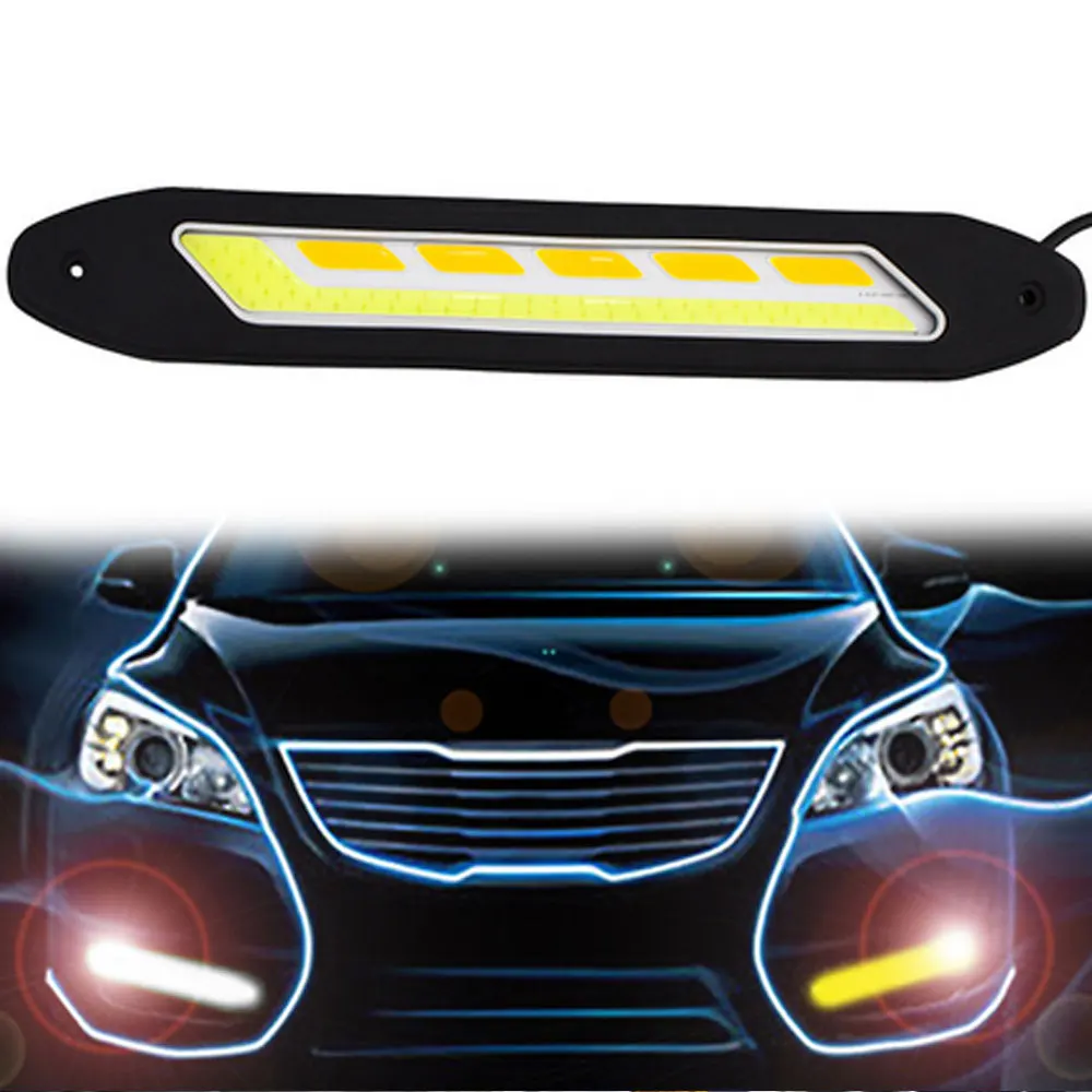 
26CM COB Fog Lights Car LED Daytime Running Lights Turn Signal Light Indicator DRL White and Yellow 