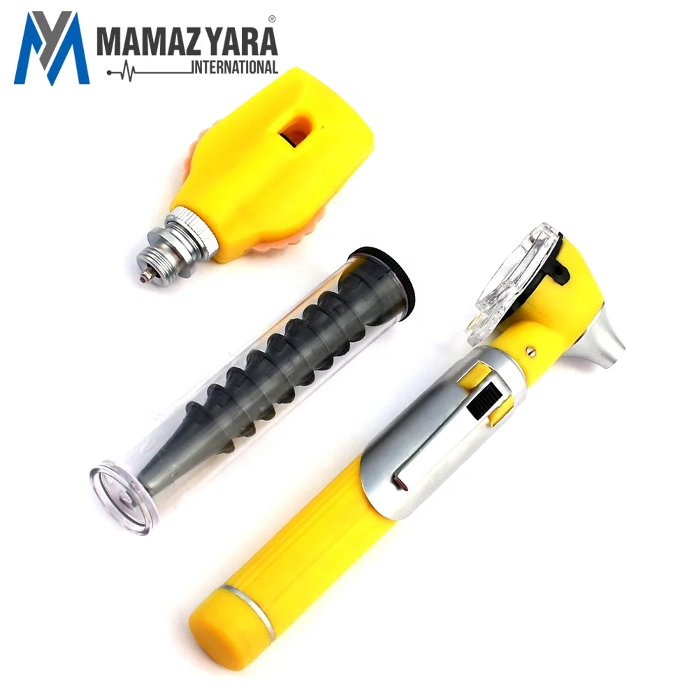 New Fiber Optic Otoscope Ophthalmoscope Examination Led Diagnostic ENT Set Yellow MYI-ENT-0076