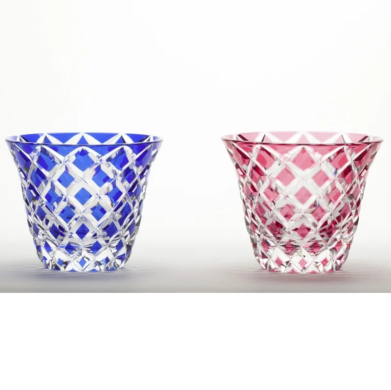 Edo kiriko Yarai guinomi blue.36608