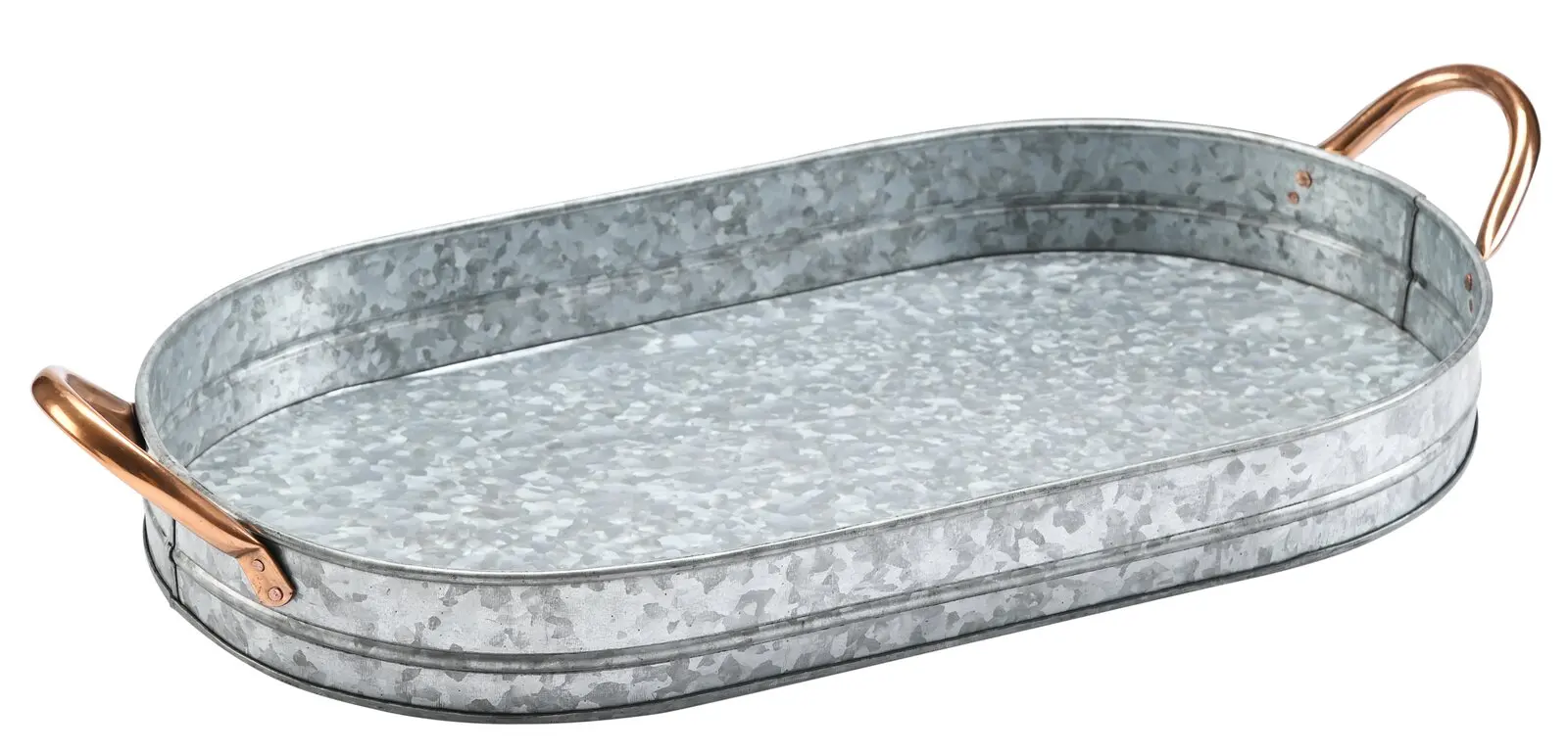 Galvanized Oval Serving Tray Galvanized Decorative Wine Tray Manufacturer of Galvanized Handmade Serving Tray