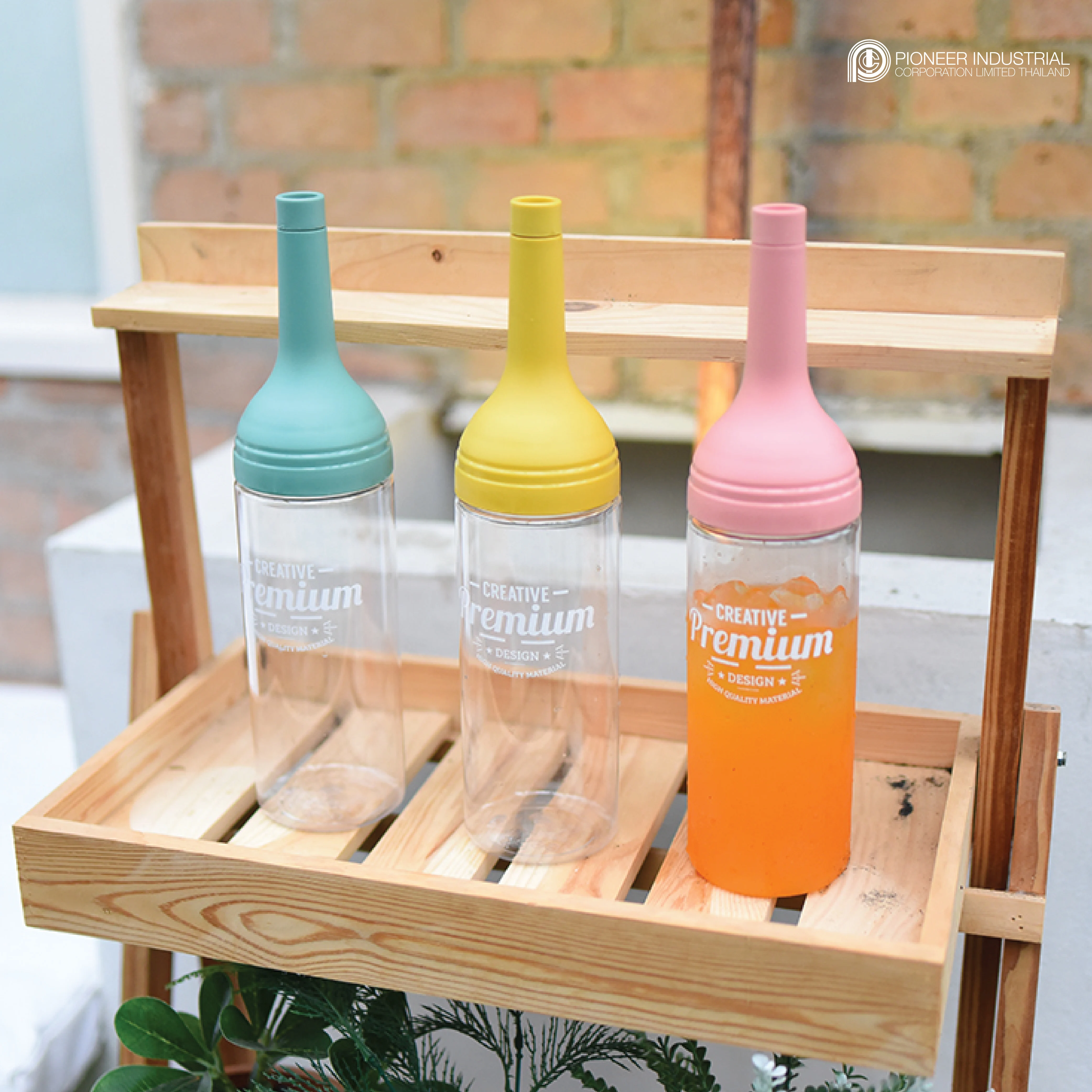 Designed water bottle wine bottle shape water bottle for girls stylish plastic grade food PET from Thailand xmas gift tags