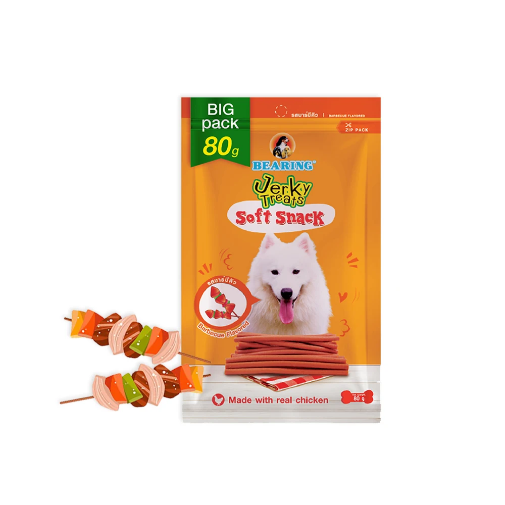 No.1 Pet Care in Thailand BEARING Jerky Treats Stick Dog Snack Made of Real Chicken Barbecue (BBQ) 80g.