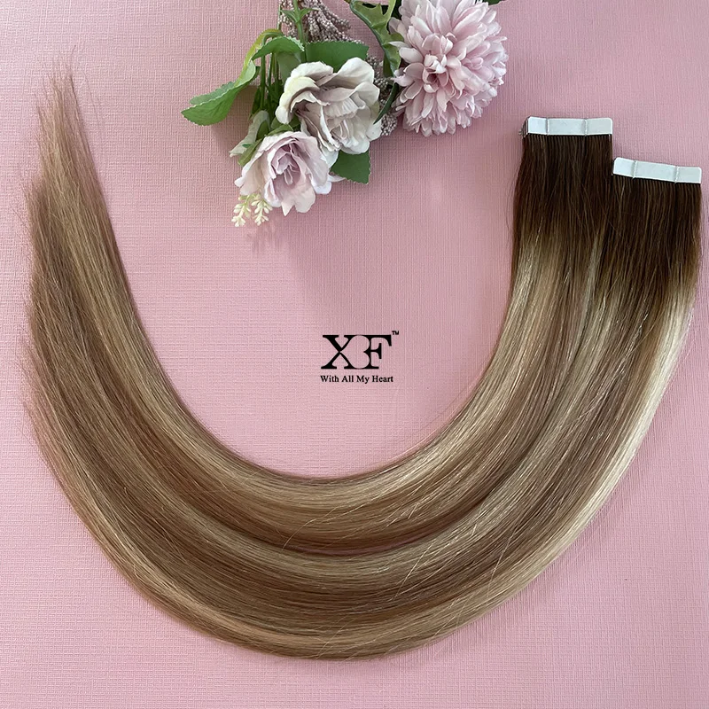 Adhesive Hair Extensions 100% European Hair Stick Tape In Hair Extension For Vendors