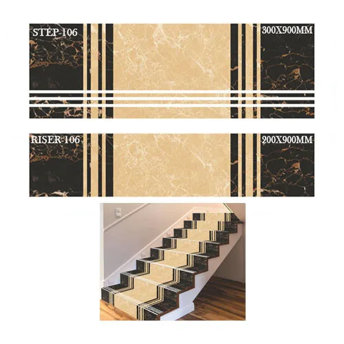 Beautiful Designer Interior Tiles 200 x 900 mm 300 x 900 mm Porcelain Stair Step Risers Wooden Marble Stone Stairs Floor