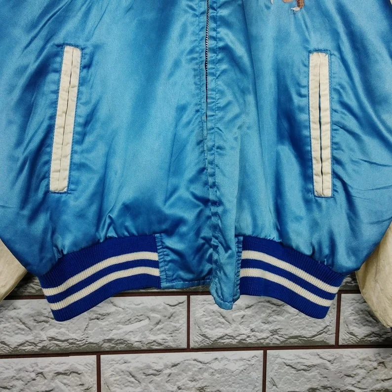 Japanese Fighting Dragon Embroidery Souvenirs Satin Varsity Jacket / Japan Varsity Jacket