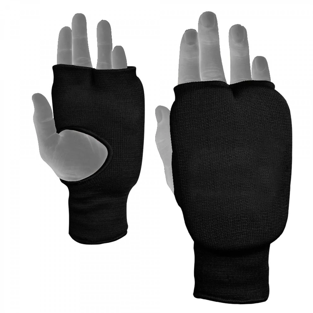 WHITE ELASTIC KARATE MITTS, Boxing, MMA, Inner Gloves, 2cm Padding