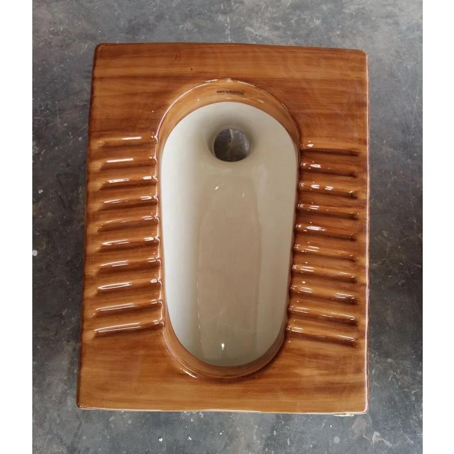 
Designer Art Wooden White Double Color Orissa Squatting Pan WC Toilet Commode Special for Africa and Middle East Countries 