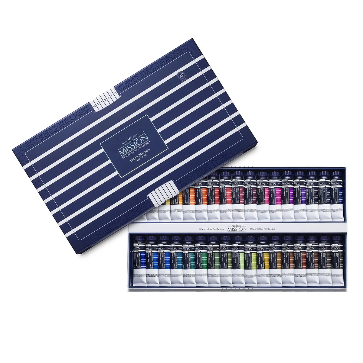 Mijello MISSION WHITE CLASS Design Watercolor Set (15ml x 34 Colors)