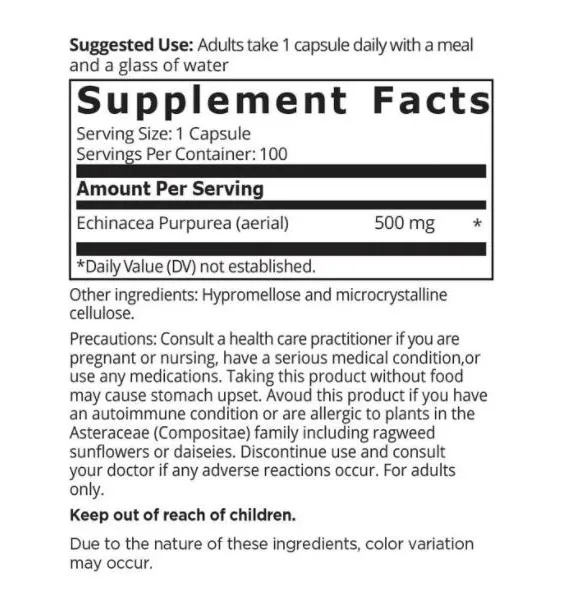 SPECIAL PRICE Healthy Directions Echinacea, 100 Capsules, 500 mg, Traditional Herb & Immune Booster Supplement