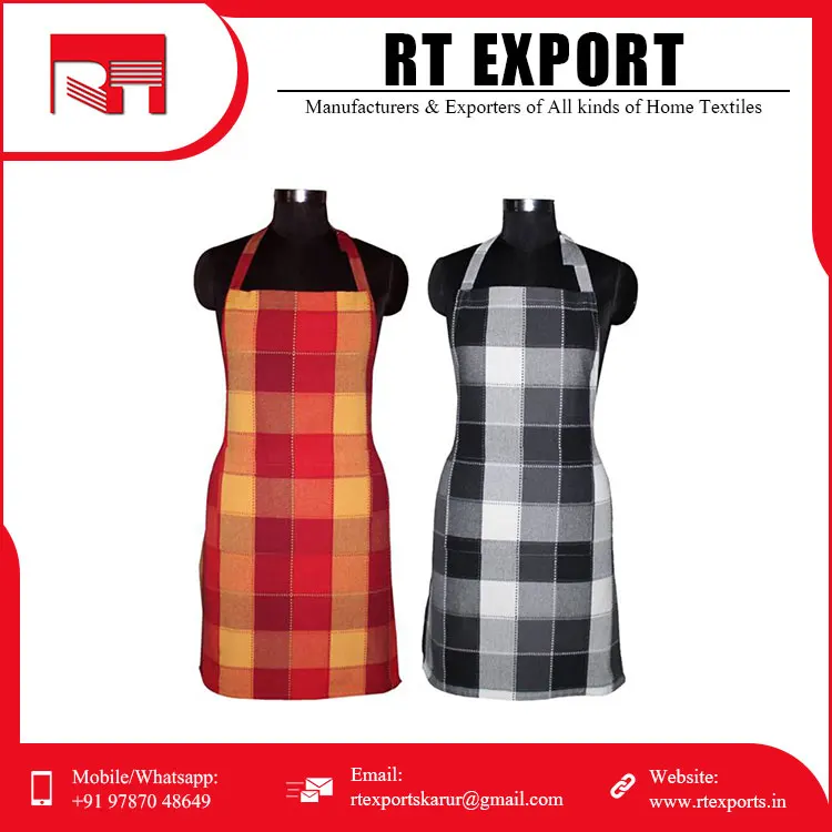 Good Quality Latest Design Cotton Material Custom Print Cooking Kitchen Apron Indian Manufacture