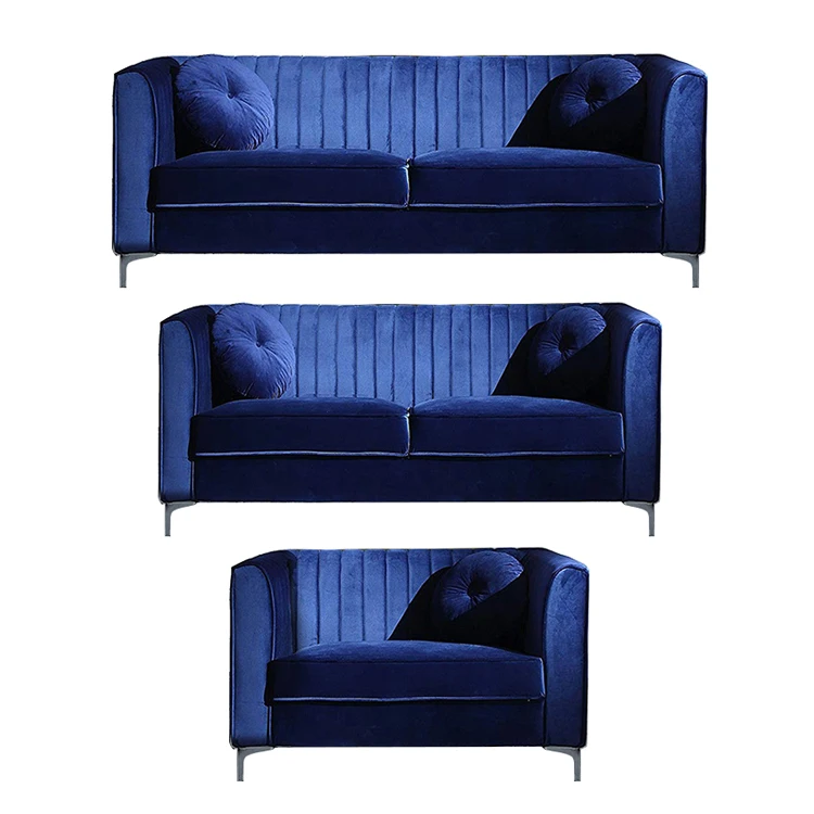 velvet leather chesterfield sofa modern blue chesterfield sofa set 1+2+3 chesterfiels sofa
