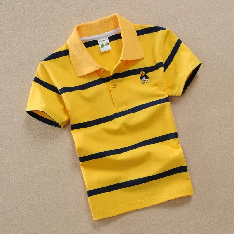 2023 Children  Polo shirt Kids Polo T Shirts Boy Cotton strip Polo Shirt For 2 to12 Years