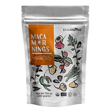 7.5 ounces 200G Ecoandino Maca Morning with quinoa and mesquite and cinnamon and purple corn Organic Powder