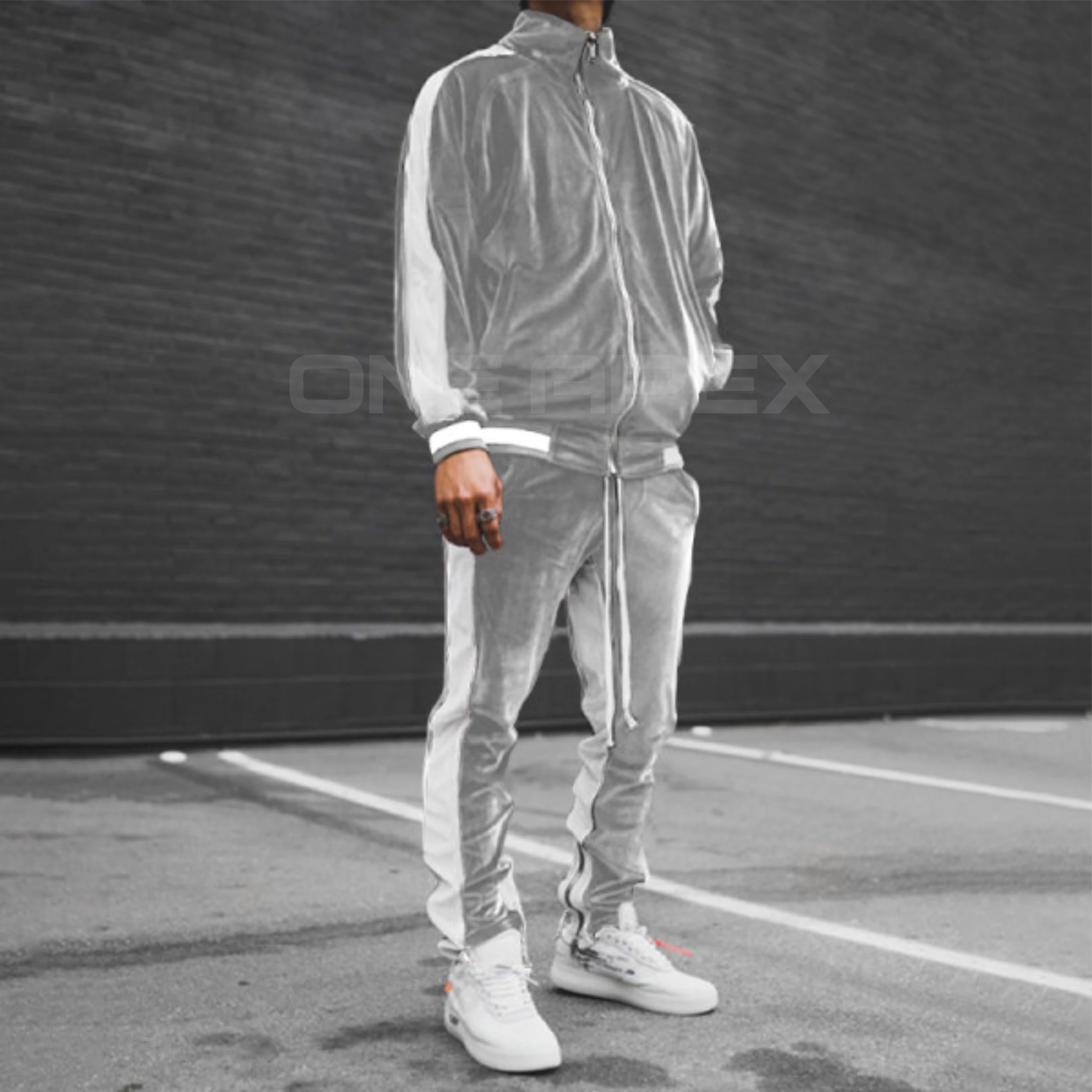 oneapex Two Piece Set Velour Tracksuits men Jogging Suits Wholesale Velvet Tracksuit SweatSuits custom made in pakistan