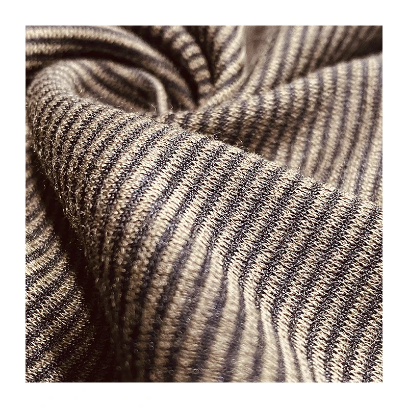 Good Quality 88%polyester 12%wool medium weight 180gsm Stripe knit sweater fabric