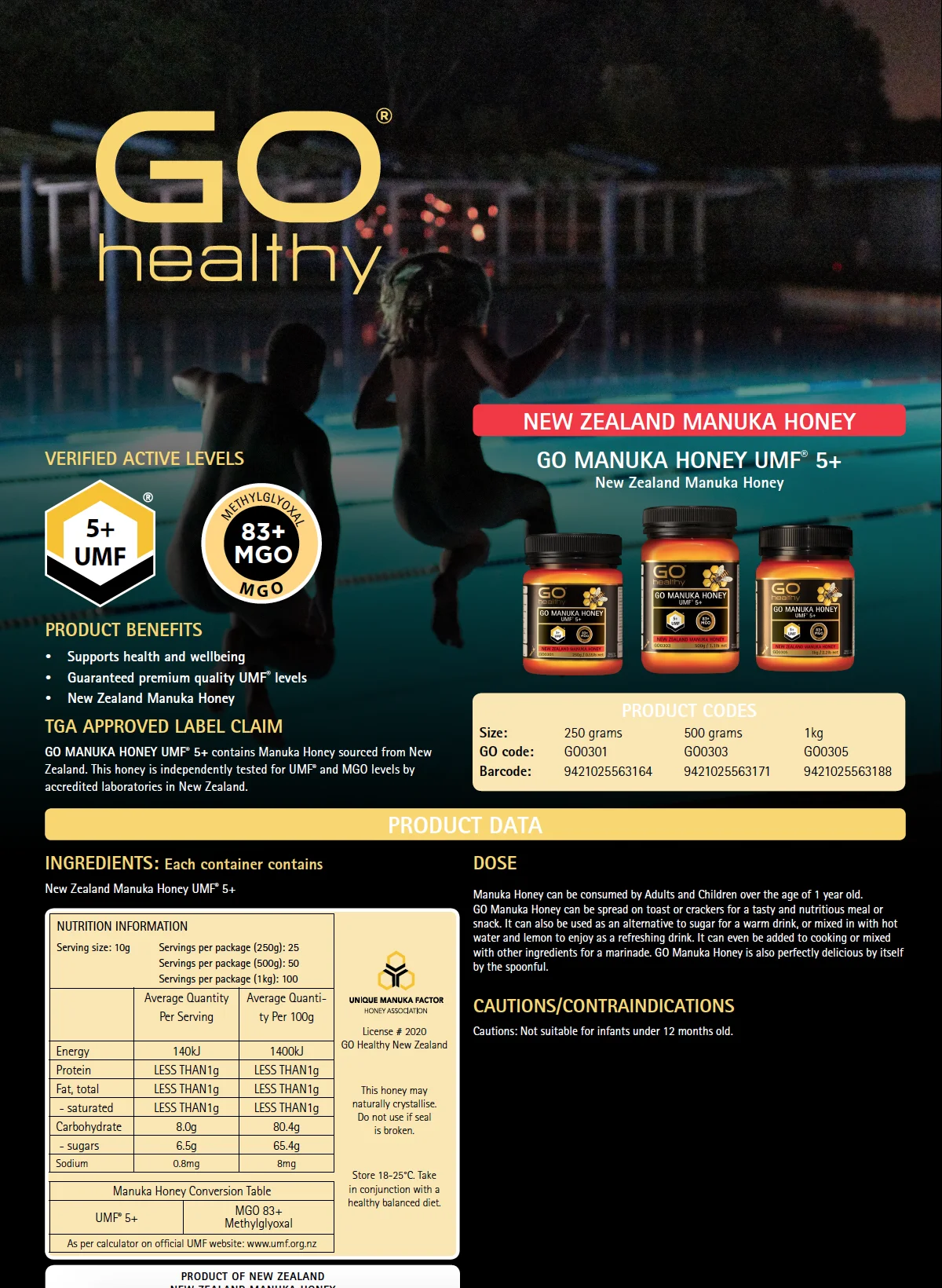 Мед для здорового образа мануки UMF 5 +/MGO 83 + 250 г/500 г/1 кг-100% чистый мед из