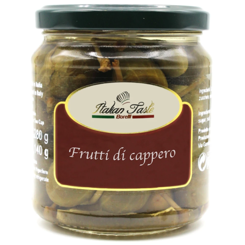
High quality Italian Caper fruits glass jar 280 g Made in Italy for export 