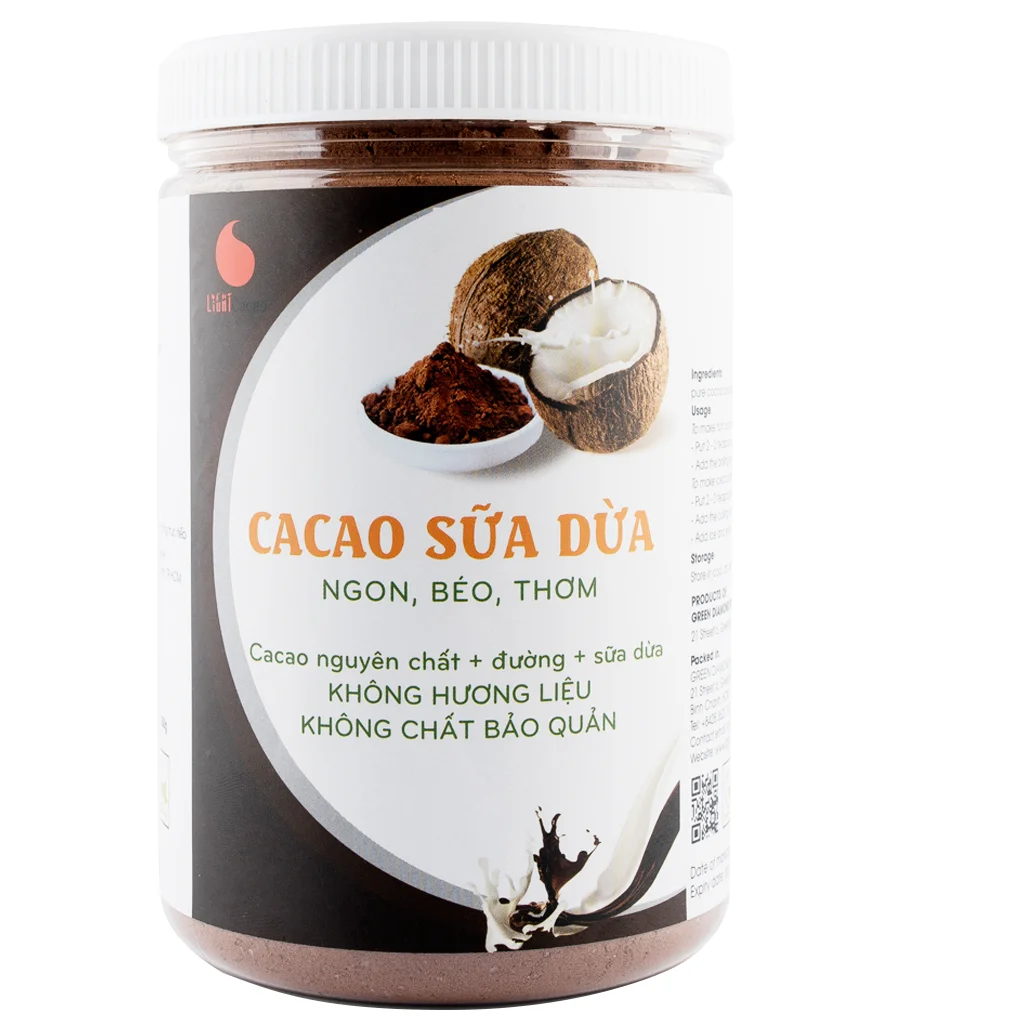
CACAO Coconut Jar 550g Best Raw Cocoa Powder Ingredient Natural 100% from Vietnam 0 Cocoa Content Chocolate Taste High Quality 
