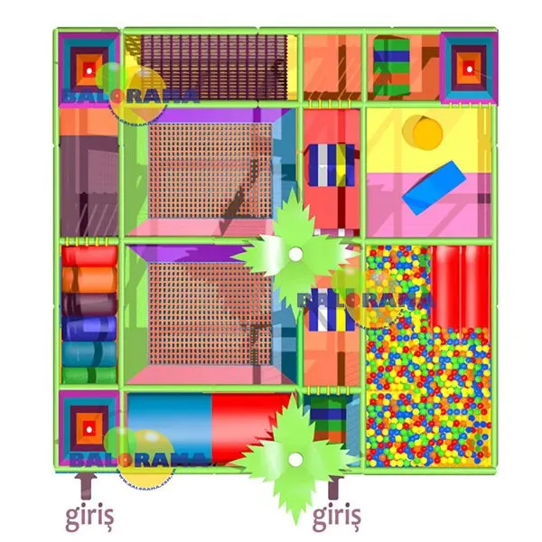 Panda Playground 6x6x3 meter - Softplay Kids Indoor Playground - Special Size Playground Manufacture