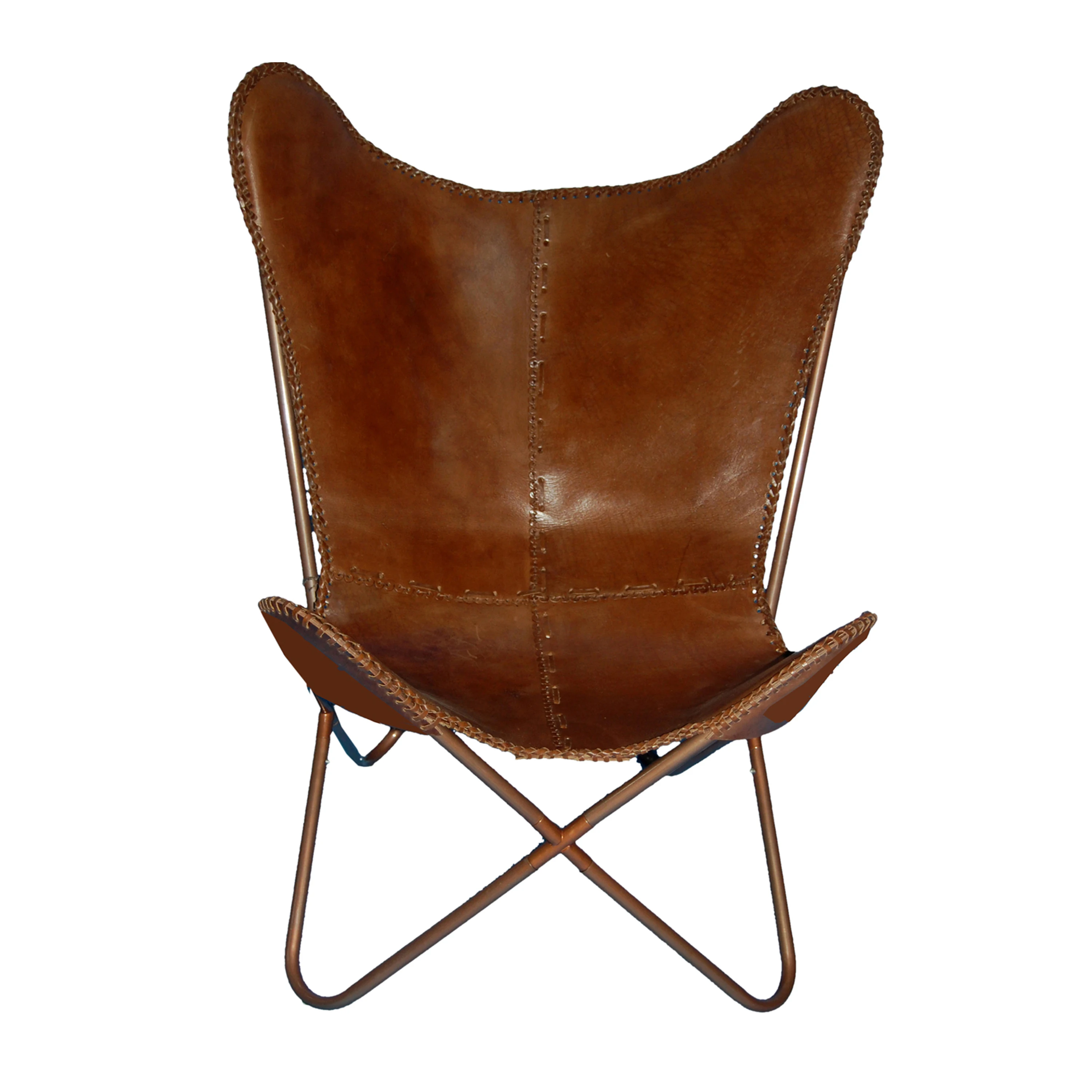 royal brown leather  butterfly chair Outdoor chair high quality outdoor leather folding butterfly chair