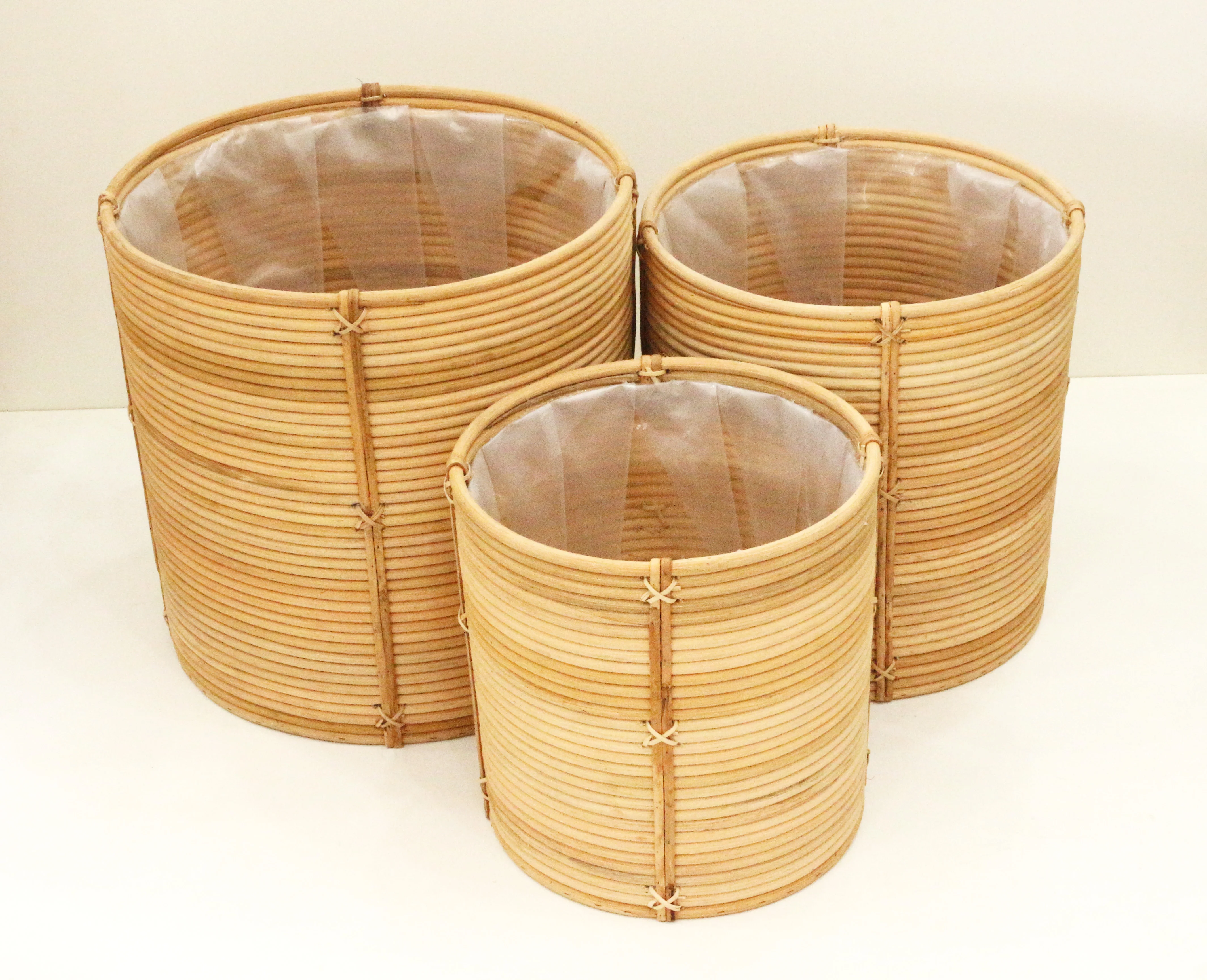 Высококачественная плетеная вручную корзина для хранения из ротанга набор 3