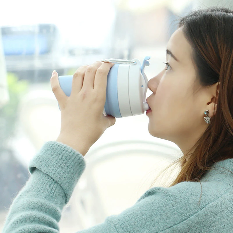 
Portable Flexible folding traveling cup drinking bottle extension type silica gel coffee cup 