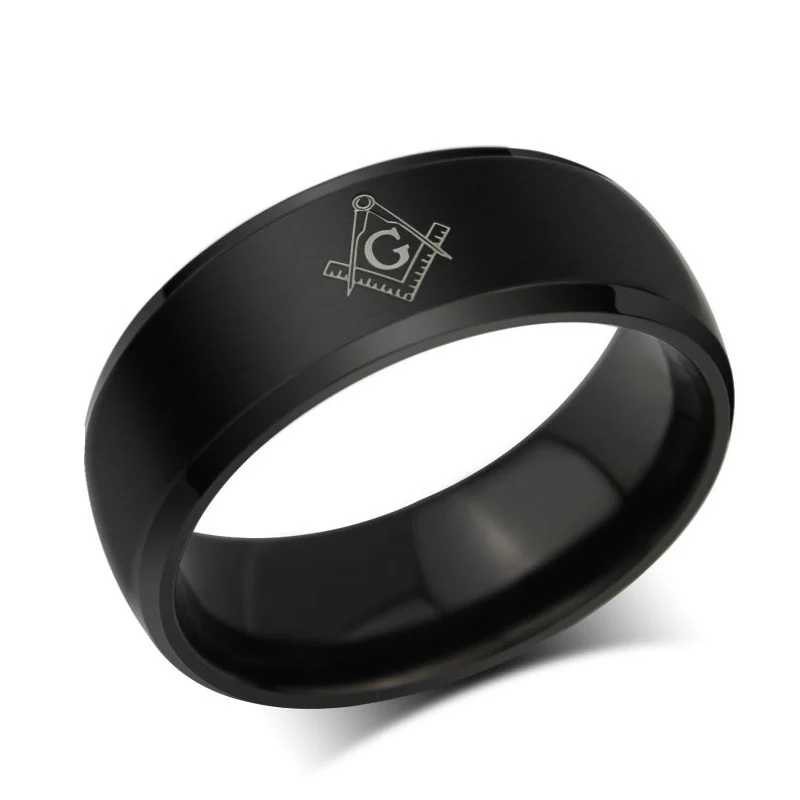 Black Stainless Steel Party Jewelry Mens Masonic Ring  steel time jewelry ring