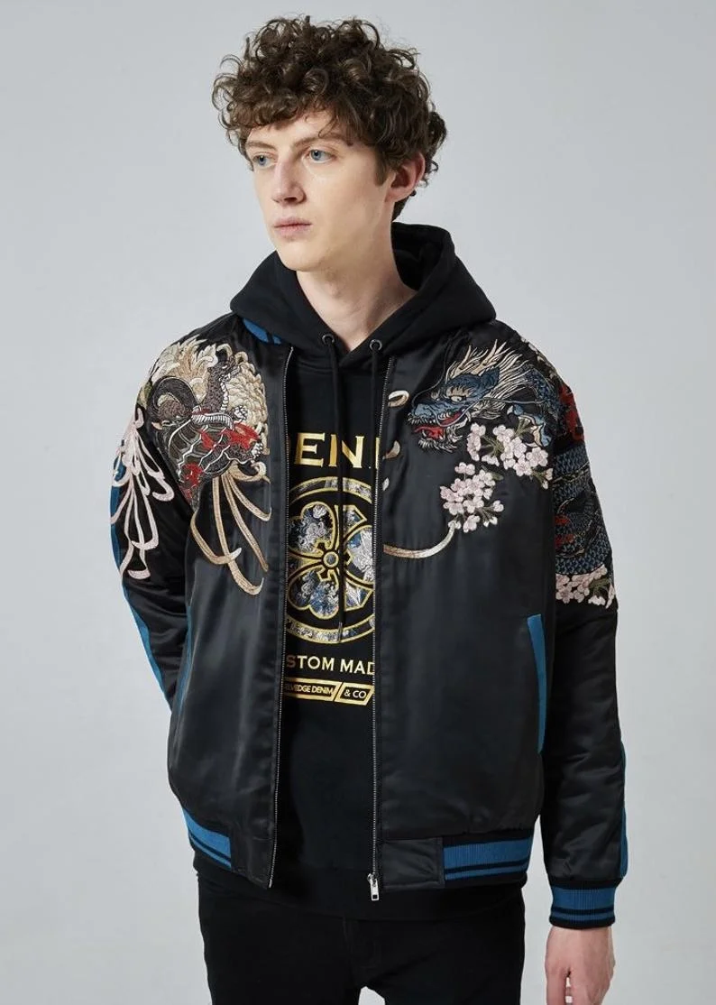 Top Quality Japanese Harajuku Embroidered Sukajan Souvenir Bomber Jacket