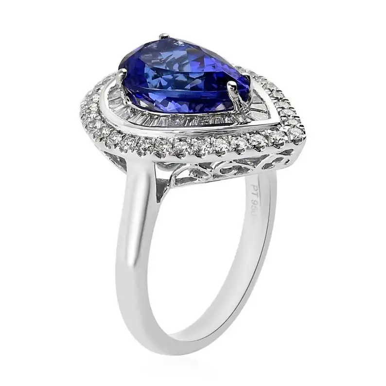 AAA танзанит груша Танзанит масок Diamond Gold за серебро сплошной для женщин обручальное кольцо натуральный ювелирные изделия ручной работы