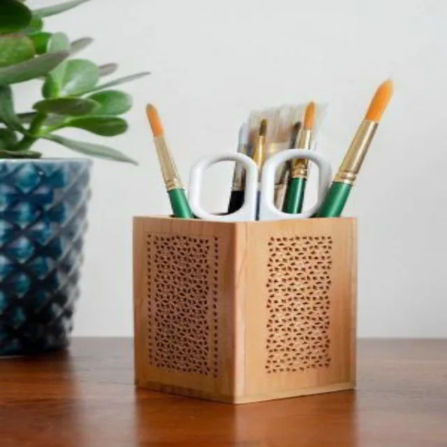 2024 Deck Organizer Pen Holder and Stationery Holder Handicraft Wooden with Rajasthani Emboss Painting Wooden Indian Customized