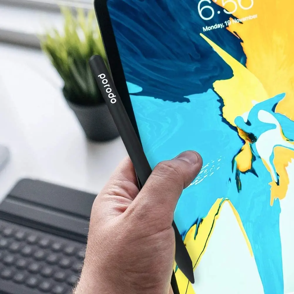Porodo Stylus Pen, Universal Pencil Compatible with iOS and Android Tablets Devices, 1.5 mm Nib, Magnetic Attachment
