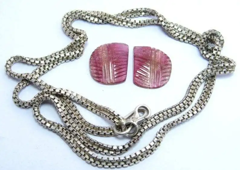 Natural Pink Tourmaline Leaf Carving