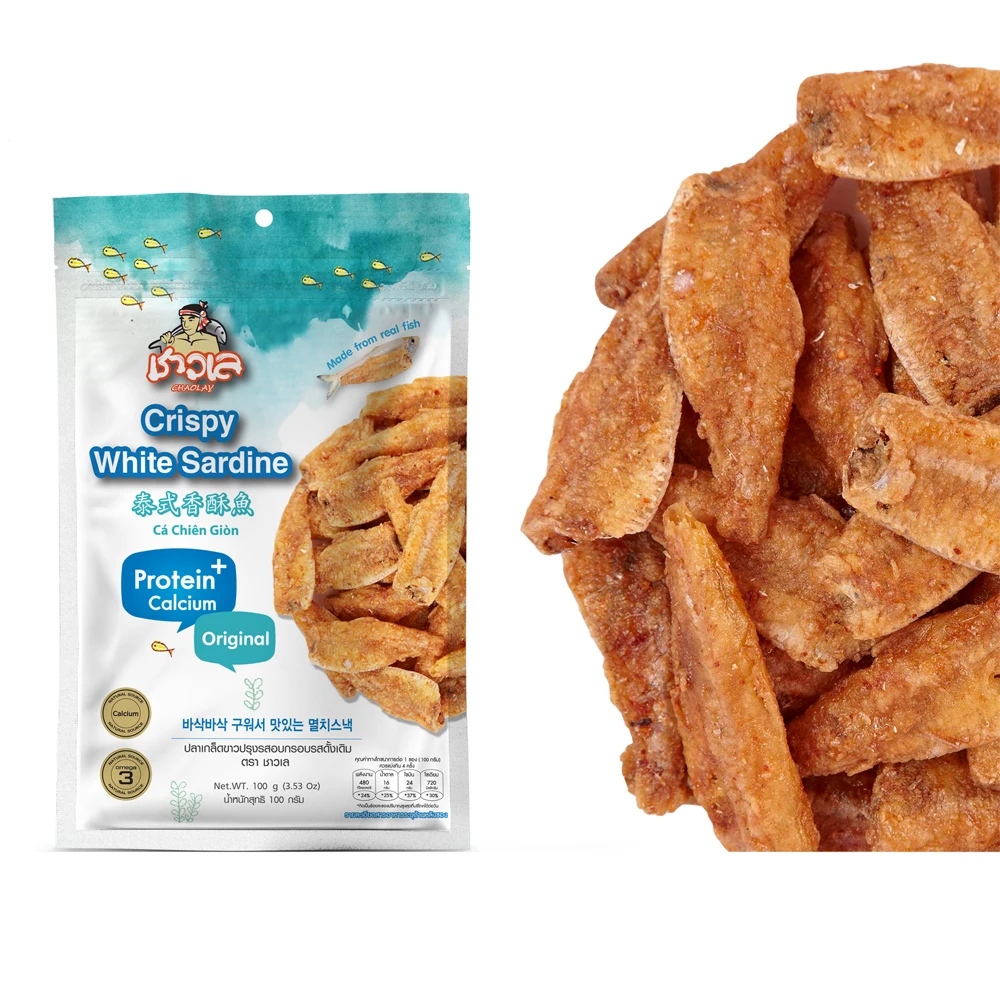 High Quality Seafood Snacks Crispy White Sardine (Original) - Thai Seafood Fish Snack Premium Delicious Crisps