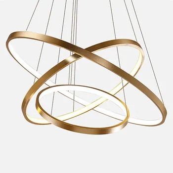 Modern Decoration Aluminum Ring Hanging LED Pendant Lights acrylic large round circle led pendant lamp 3 ring chandelier