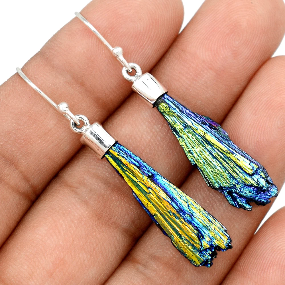 Оригинальные серьги из титана Aura, кварцевые Синие Аутентичные серьги, оптовый экспортер, индийские инициальные серьги для девочек