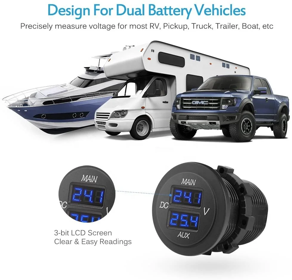 MICTUNING Quick Charge 3 0 Dual USB Автомобильное зарядное устройство розетка с сенсорным выключателем и светодиодный вольтметр для автомобиля 12V/24V автомобиль лодка морской ATV