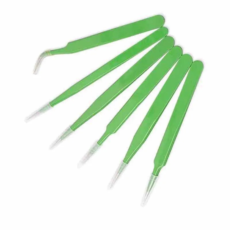 Professional Tweezers For Eyelash Extension Green Straight Curved Pointed Tweezers Stainless Steel  Tweezers Set