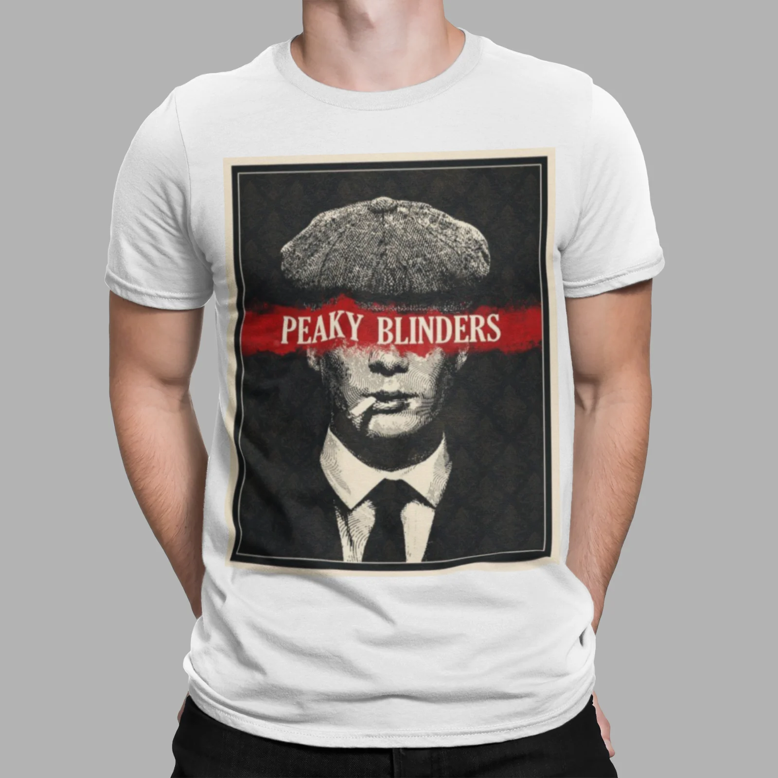 Men Best Quality custom printing Peaky Blinders thomas shelby character trending Men Funny sublimation Joke best gift top TShirt