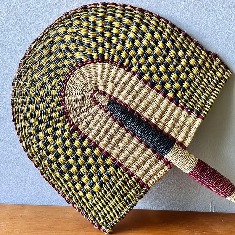 Vintage Bolga Hand Fan, Natural Woven Straw Seagrass Fan Wall Decor Rustic Art Decor Cheap Wholesale