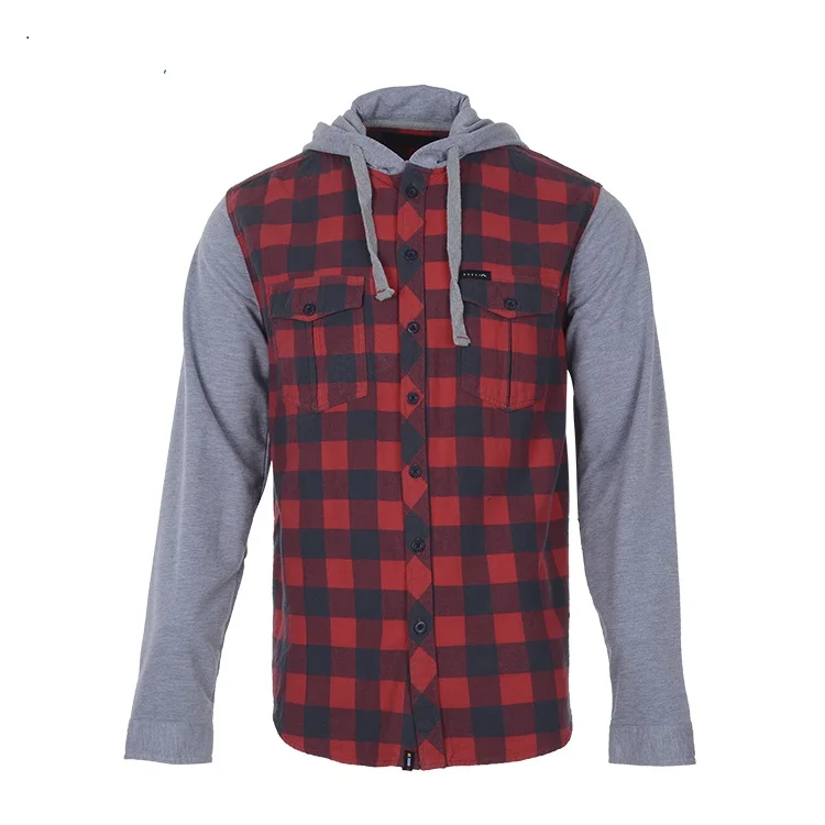 Fashion Design Lined Twill Plaid Flannel Shirt Men Zipper Turn Collar Shirt
