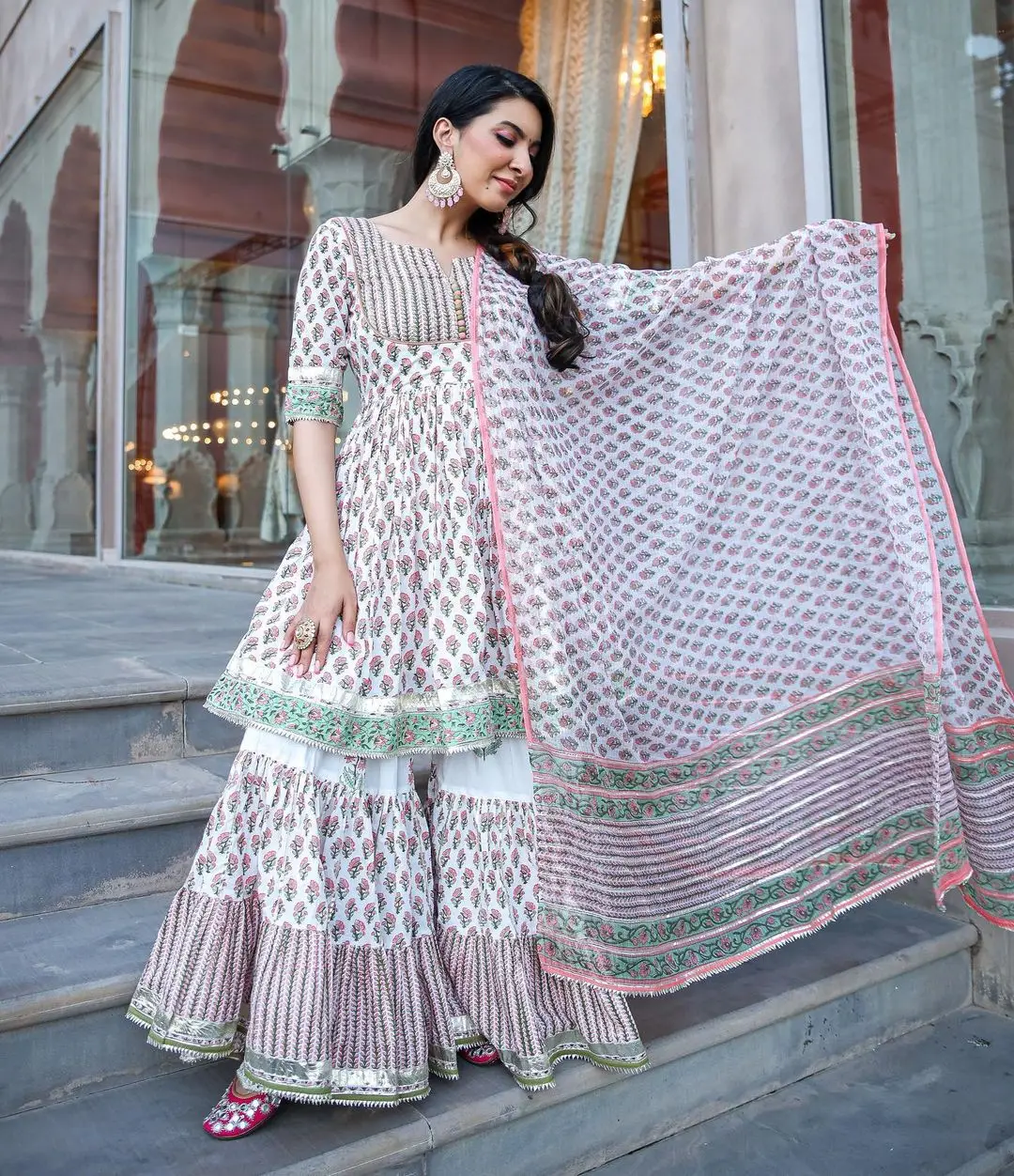 New Latest Designer Printed Cotton Kurti with Dupatta Set For All Occasions Wedding Wear Indian Dresses