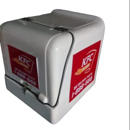 2023 New Large Fibreglass Fiber Glass Pizza Led Light Insulated Takeaway Tail Food Delivery Box For Motorcycle Motor Scooter