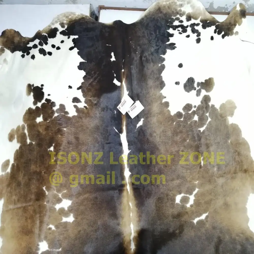 Cowhide Rug Cowskin Cow Hide Leather Long Hair/ Superior Quality by ISONZ Leather Genuine Leather ISONZ Natural 1230 1 Skin PK
