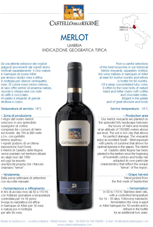 Hot Sell TOP QUALITY Italian MERLOT 14% Vol. Umbria IGP  2006 750 ml drink table Red Wine for retail