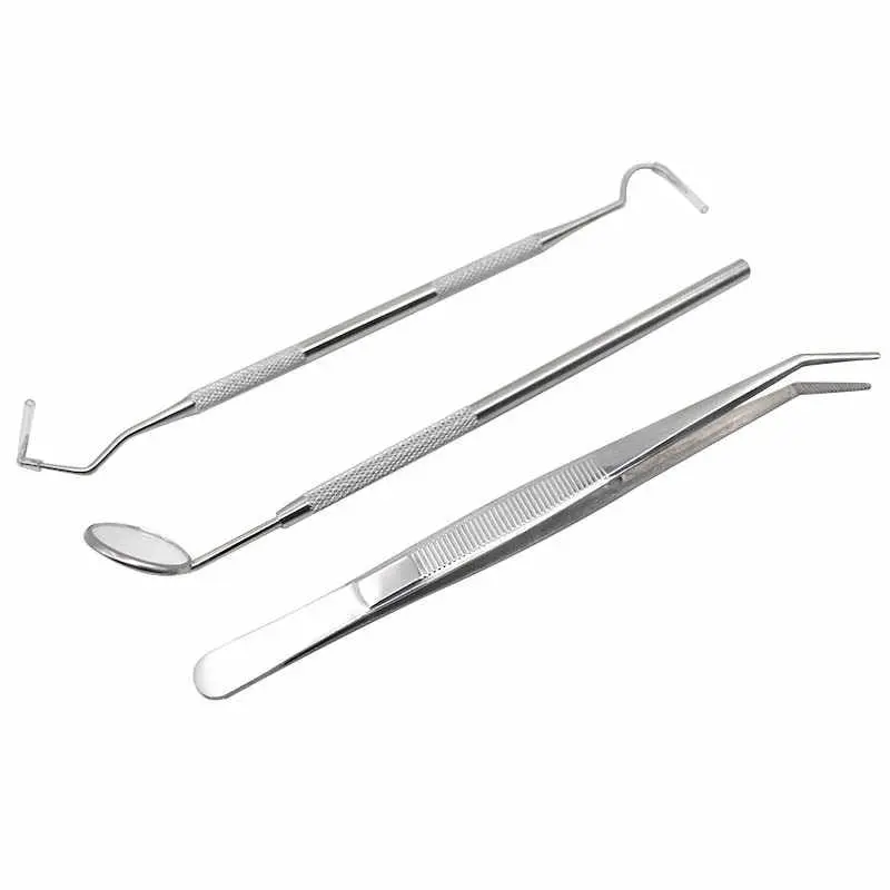 Набор стоматологических пинцетов для зеркала из 3 предметов нержавеющей стали