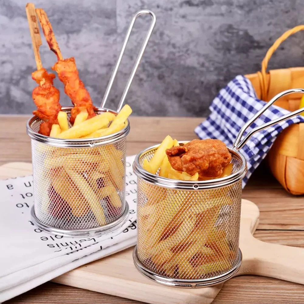 Кухонный инструмент, сетка из нержавеющей стали, воздушная фритюрница, сетка для быстрого питания, сервировочное сито, корзина для картофельных чипсов, бумажный конус, мини-корзина для фри